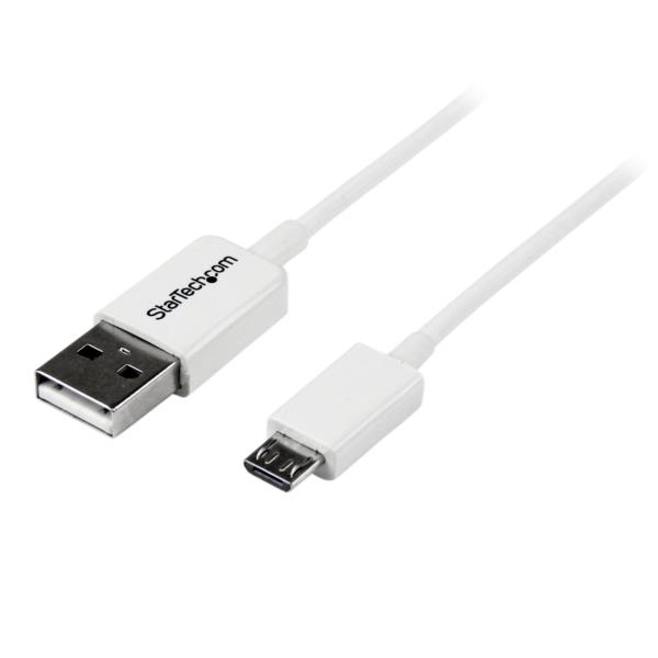 Cable Adaptador de 2m USB A Macho a Micro USB B Macho para Teléfono Celular Smartphone - Blanco