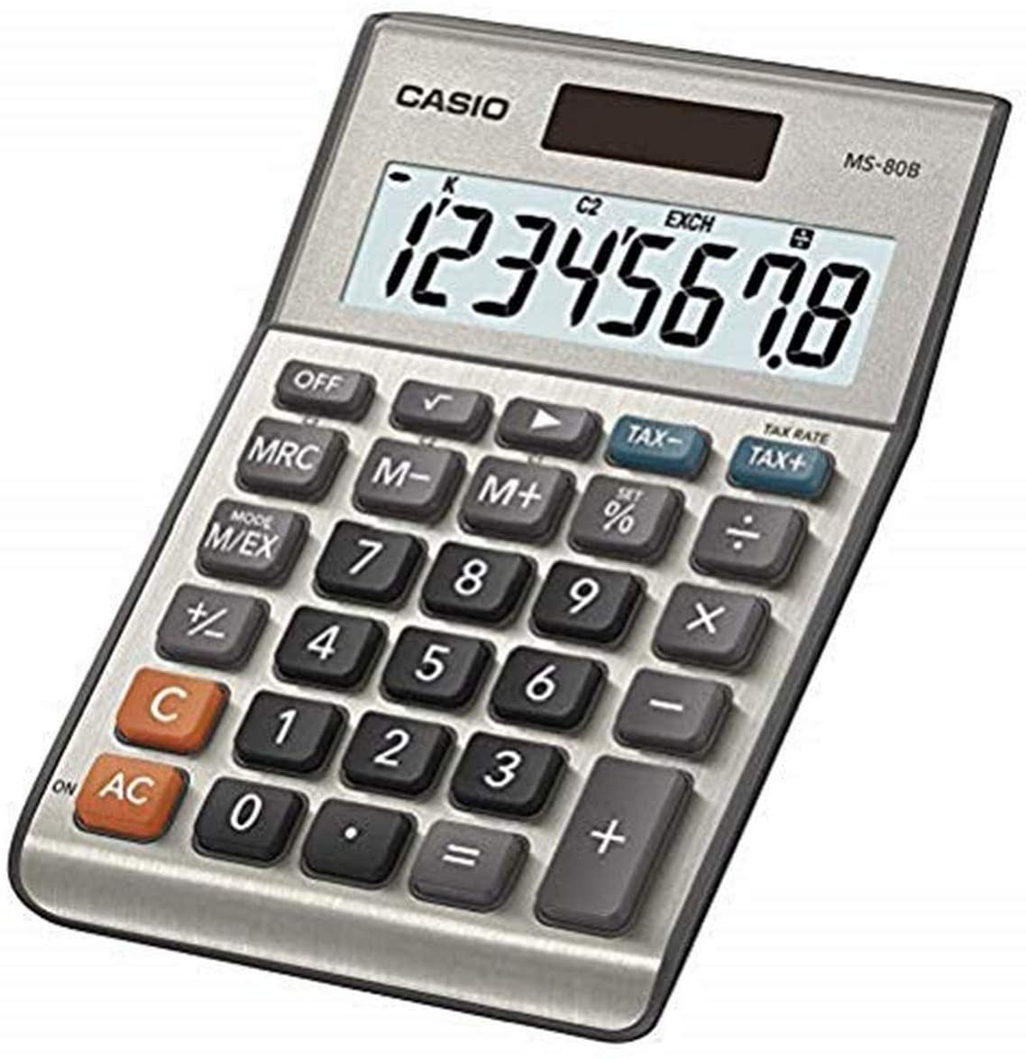 CASIO MS-80B Calculadora estándar de 8 dígitos, Impuesto e Intercambio, Potencia dual