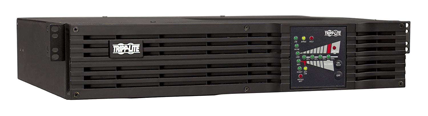 UPS en línea inteligente Tripp Lite 2200VA, 1600W de doble conversión, montaje en bastidor 2U, opciones de funcionamiento extendido y tarjeta de red, USB, DB9