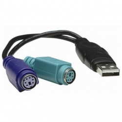 BRobotix Cable USB USB Macho - 2x PS/2 Hembra, 22cm, Negro 000897N