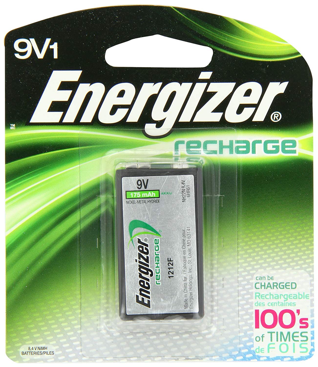 Batería recargable de 9 voltios Energizer
