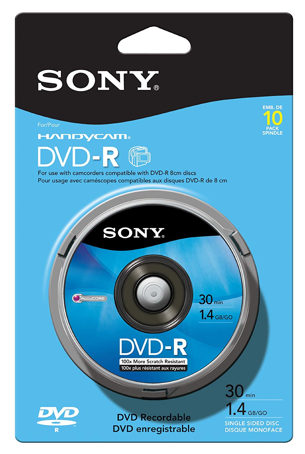 10 PZ MINI DVD-R SONY 1.4GB 30MIN. 8CM VIDEO FOTOS