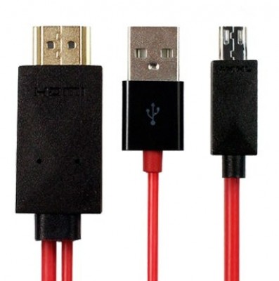 Cable MHL BROBOTIX 017828, HDMI, Rojo