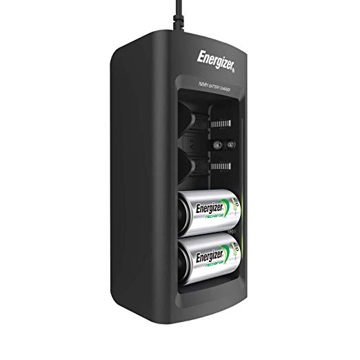 Cargador de batería recargable por Energizer, para CD AA AAA 9V Ni-MH Baterías recargables con indicador LED y función de prevención de sobrecarga