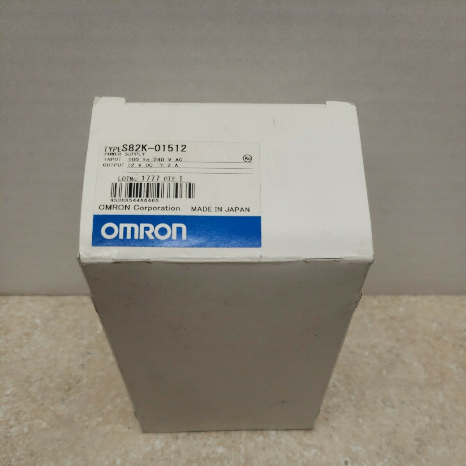 Omron 12VDC Power Supply, 1.2 Amp, 100-240VAC S82K-01512 New Genuine OEM.