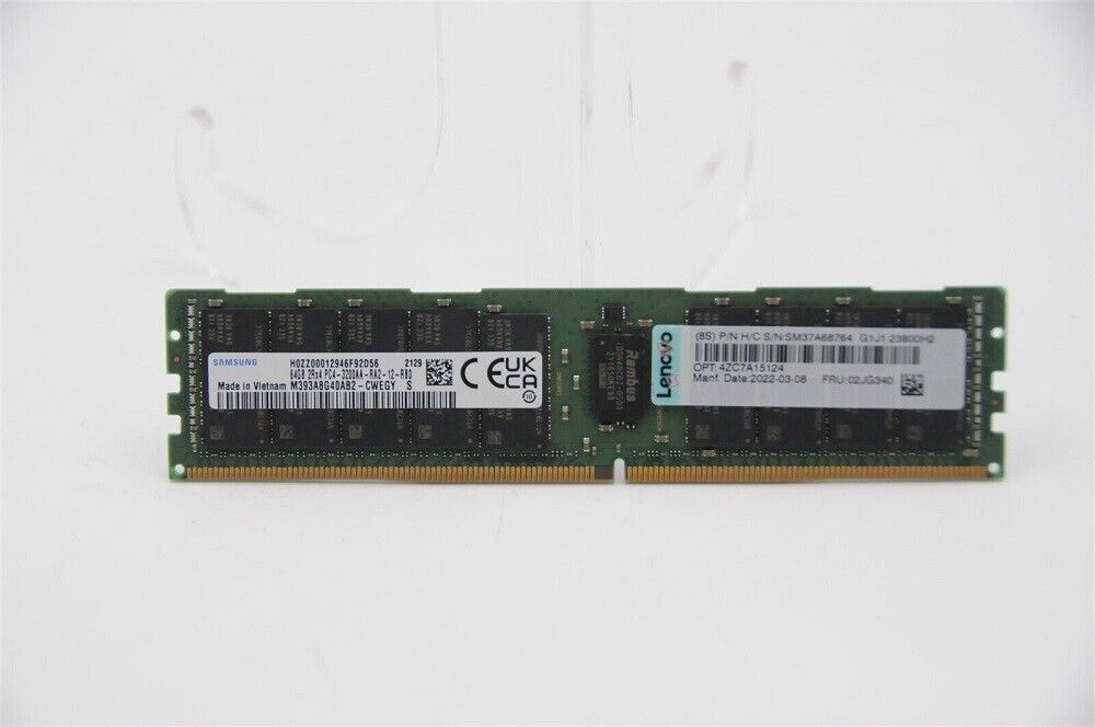 Memoria RDIMM Lenovo 02JG340 4ZC7A15124 4X77A12189 2RX4 64GB DDR4 PC4-3200AAA