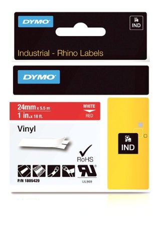Etiquetas industriales DYMO para fabricantes de etiquetas industriales DYMO, blanco sobre rojo 1 rollo  1 Pulgada