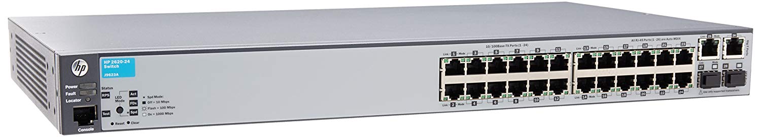Conmutador HP Procurve E2620-24 Capa 3 24 puertos - Manejable - 24 x RJ-45 - 2 x Ranuras de expansión - 10 100Base-TX