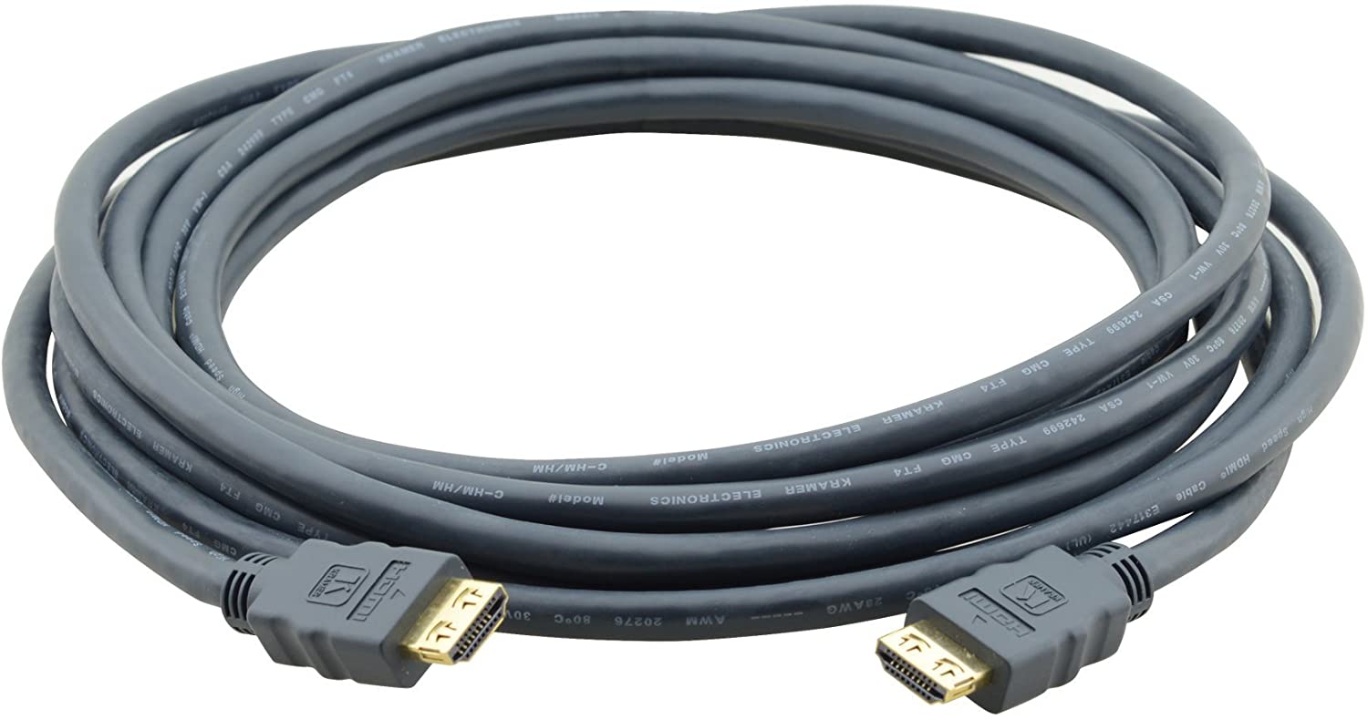 Kramer Electronics HDMI Cable with Ethernet - HDMI for Audio/Video Device, Satellite Receiver, TV, Monitor - 50ft