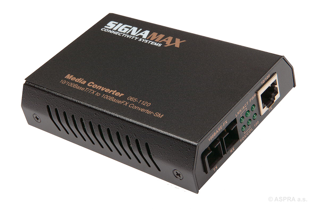 Signamax 065-1120A - 10/100BaseT/TX to 100BaseFX Converter, SC