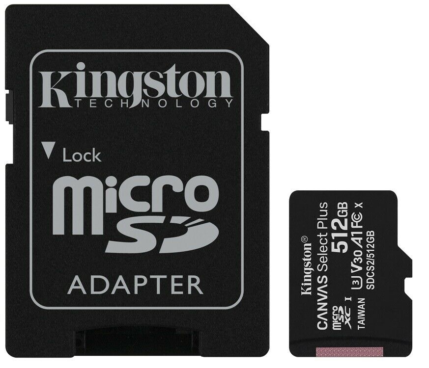 Kingston 512GB 512G microSDXC Canvas Select Plus 100MB microSD SD UHS U3 V30 A1