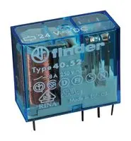 FINDER 40.52.9.024.0000 Relevador de Potencia, DPDT, 24 VDC, 8 A, Serie 40, Agujero Pasante, CD