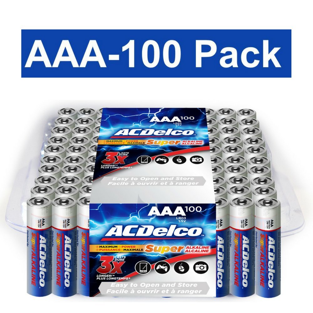 ACDelco AAA Super Alkaline Batters en paquete con cierre, 100 unidades