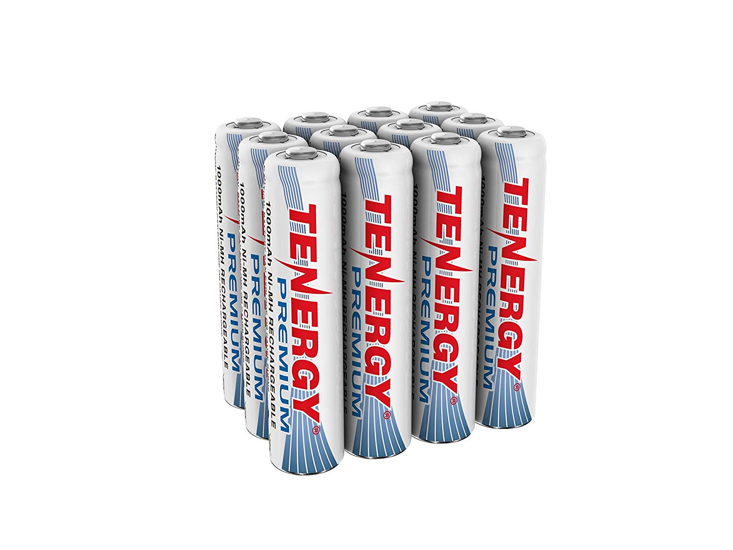 Baterías AAA recargables Premium de Tenergy NiMH de alta capacidad de 1000 mAh paquete de 12