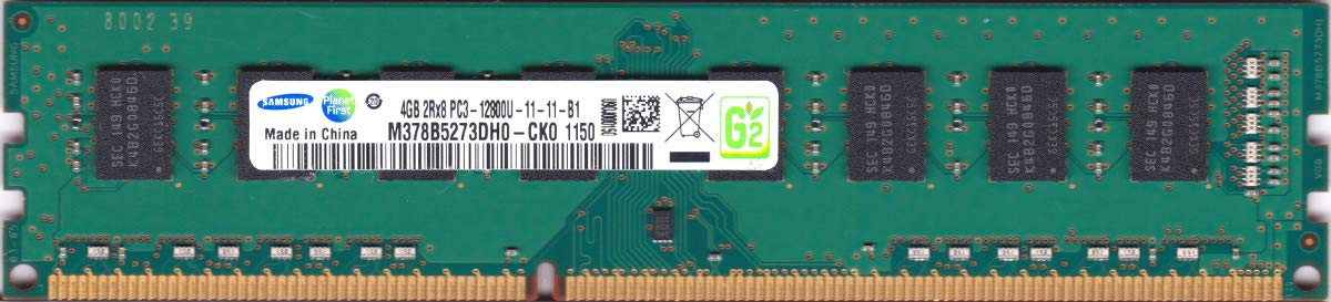 SAMSUNG 4GB PC3-12800 DDR3-1600MHz SIN ECC SIN BUFER CL11 DIMM  DE 240 PINES M378B5273DH0-CK0