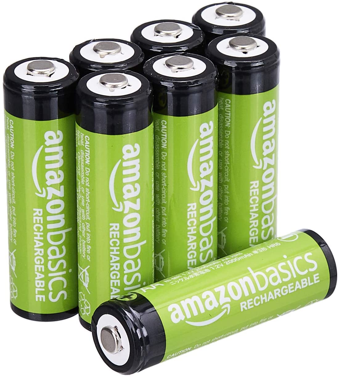 Amazon Basics - Paquete de 8 baterías recargables AA, rendimiento de 2,000 mAh, precargadas, se recargan hasta 1000 veces.