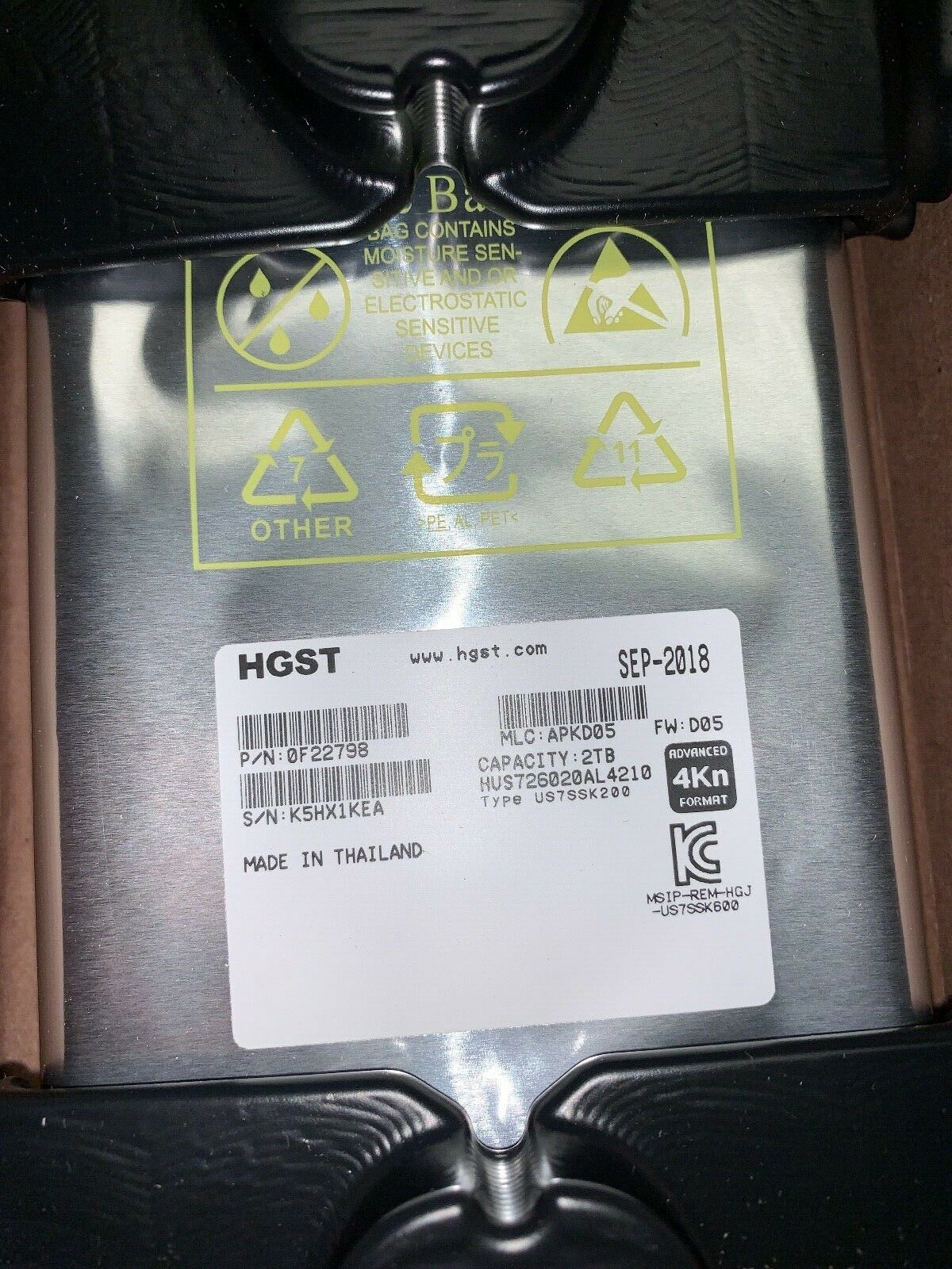 HGST Ultrastar 7K600 2TB SAS3 7200 rpm Hard Drive 128MB 512e ISE 0F22798