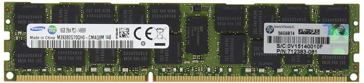 HP 16GB (1X16GB) DUAL RANK X4 PC3-14900R 1 DDR3 1866 (PC3 14900) Internal Memory