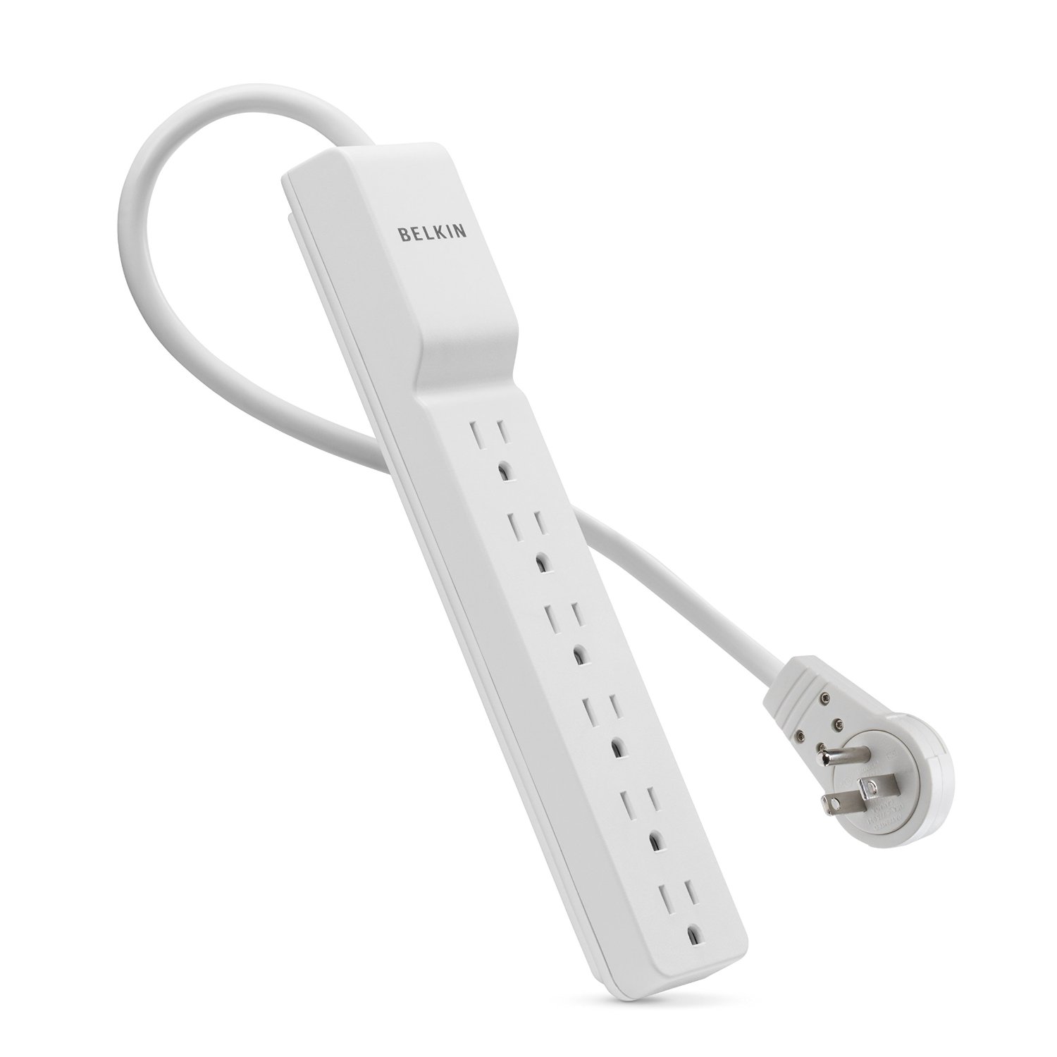 Belkin 6-Outlet Commercial Power Strip Surge Protector with 8-Foot Power Cord and Rotating Plug, 720 Joules (BE106000-08R)