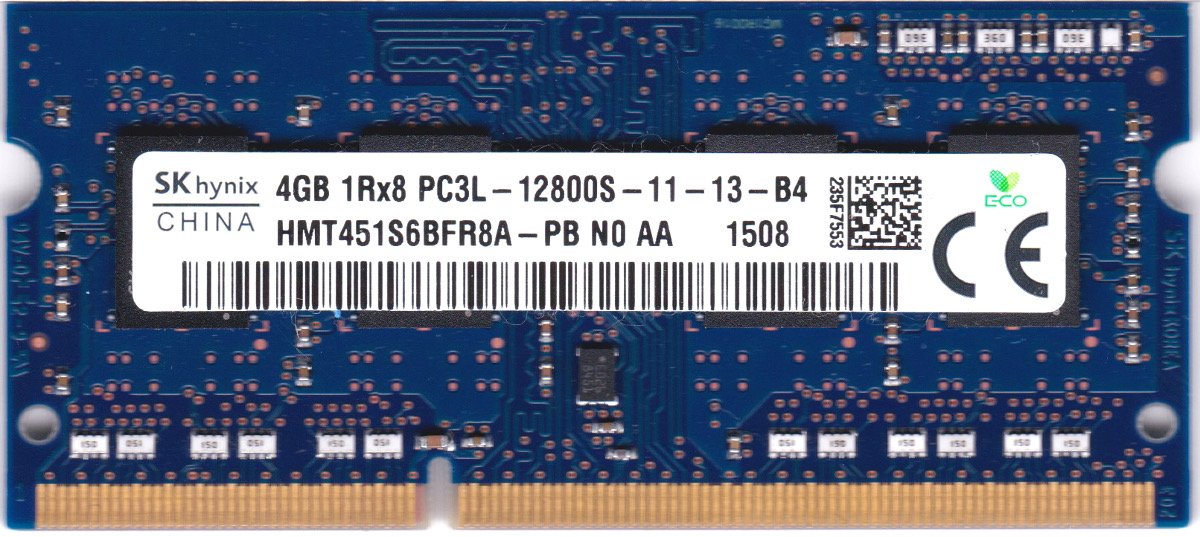 SK Hynix 4 GB PC3-12800 DDR3-1600 PC3L-12800S-11-13-B4 HMT451S6BFR8A-PB MEMORIA DEL PORTATIL SO-DIMM. BAJA TENSION