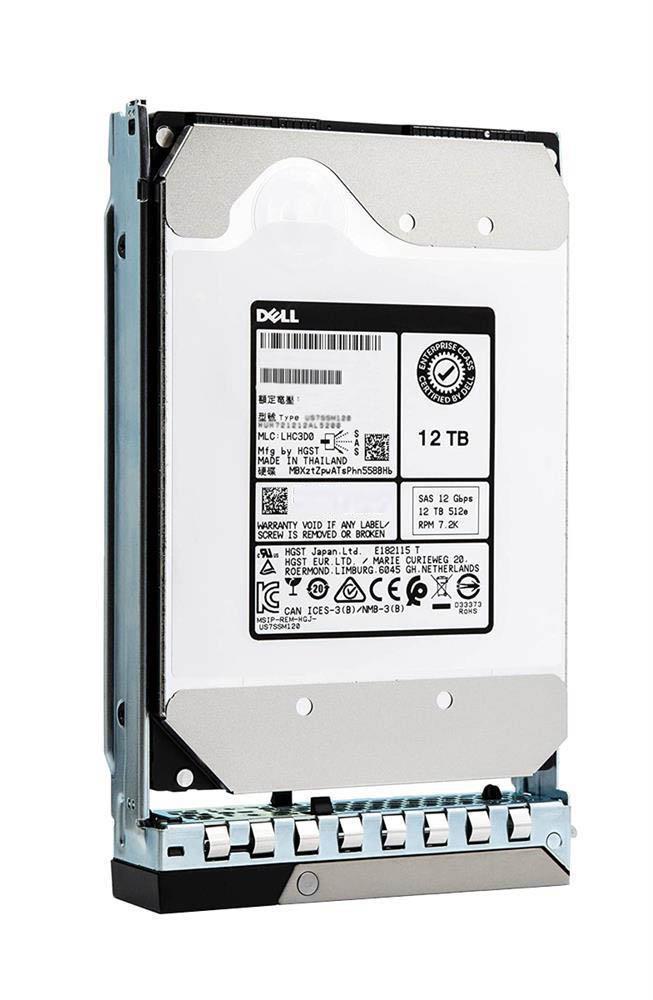 Dell 12TB 7200RPM SAS 12Gbps Nearline Hot Swap 256MB Cache (512e) 3.5-inch Internal Hard Drive with Tray