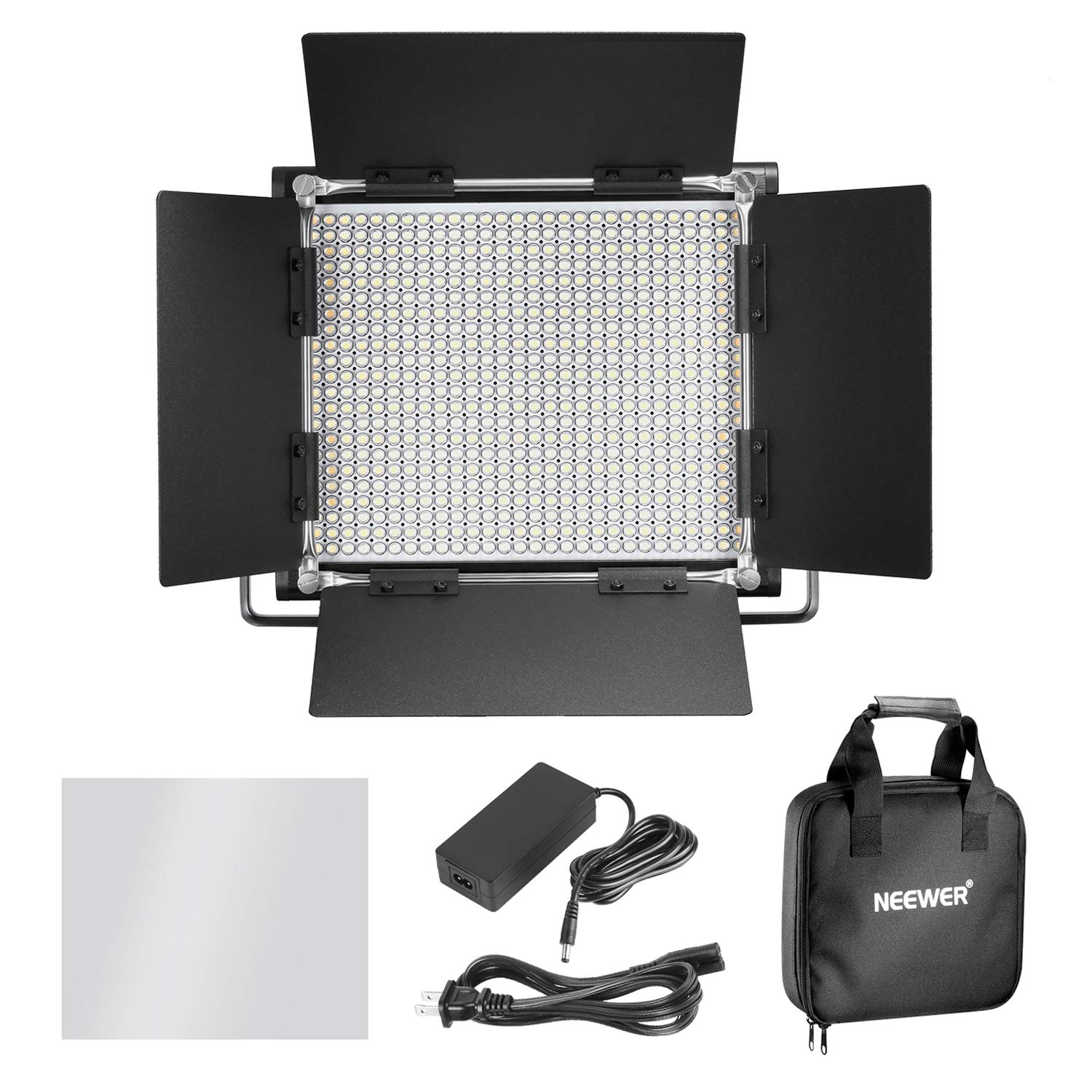 Neewer Professional, luz de video LED bicolor de metal para estudio con soporte en U y Barndoor, 3200-5600K, CRI 96+