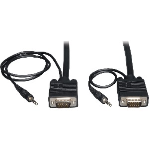 Cable VGA Coaxial de Video de Alta Resolución con RGB coax y Audio para Monitor HD15 y 3.5mm M/M 10.67 m - 1 x HD-15 Macho VGA, 1 x Minifono Macho Audio - 1 x HD-15 Macho VGA, 1 x Minifono Macho Audio - Chapeado en Níquel, Contactos Chapados en Oro - Negro"