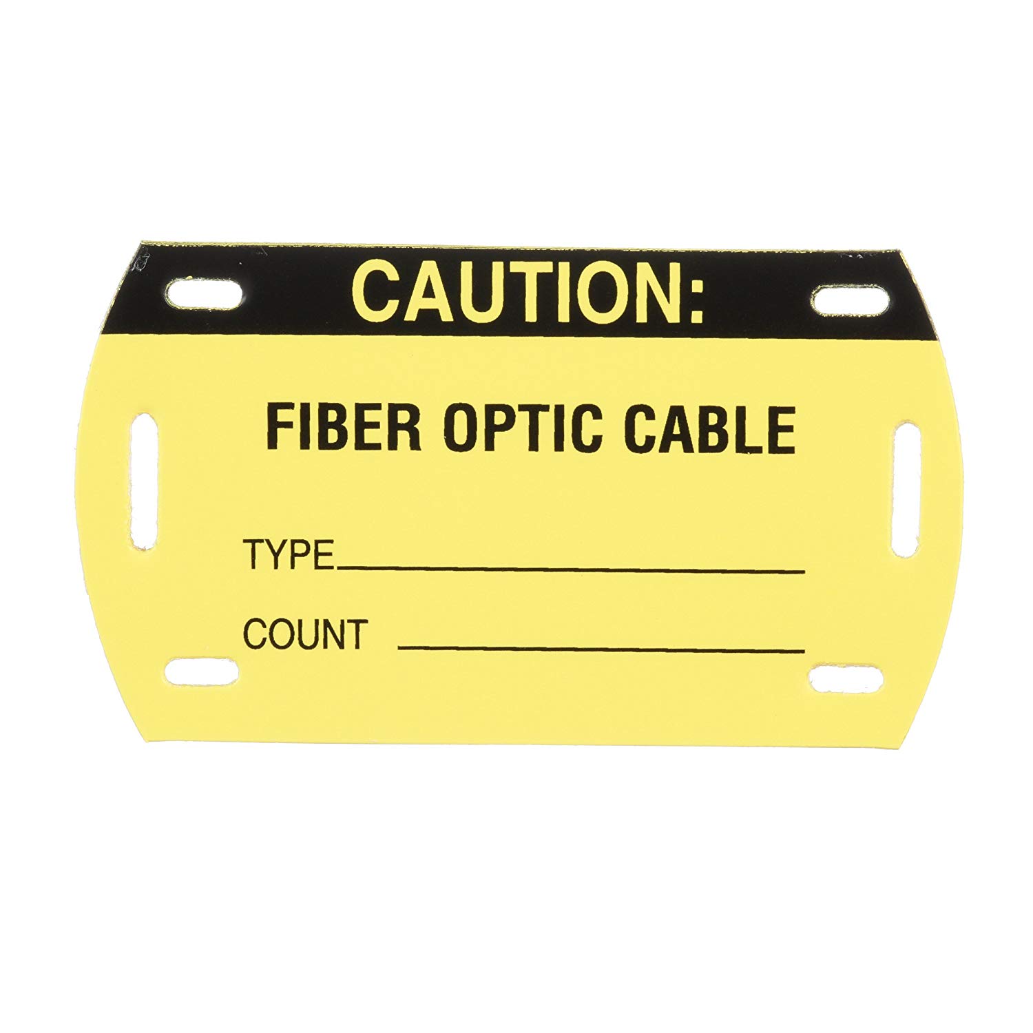 ETIQUETA AUTOLAMINABLE RIGIDA PARA FIBRA ÓPTICA, COLOR AMARILLO/NEGRO DE 5 X 8.9 CMS (PAQ 5)