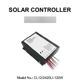 SOLAR CONTROLLER ES UN CONTROLADOR SOLAR PARA LUZ DE CALLE SOLAR LED. CL12_2420LI-120W
Model CL12/2420LI-120W
Input voltage DC12V/24V auto identification
Output voltage 15-70V (12V system) / 29-70V (24V system)
Static power ≤10mA
Max. charging current 20A
Max. output power 90W(12V)/120W(24V)
Max. conversion efficiency 96%
Output current error ±3%
Output current 300mA - 4000mA（programmable）
Max. solar panel 340WP（12V system）/ 680WP（24V system）
Max. solar panel voltage DC55V