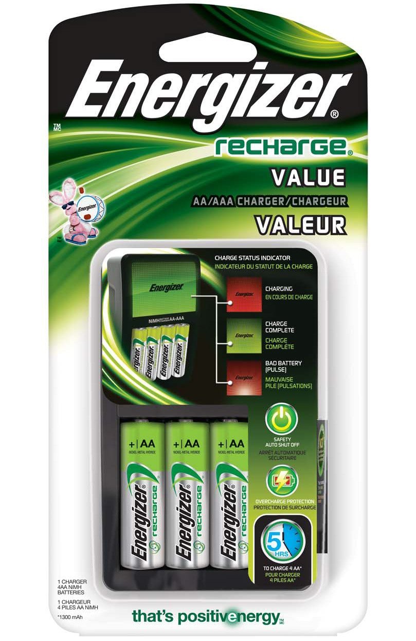 Paquete 4 baterias recargables AA y Cargador