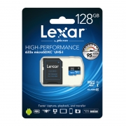 Lexar microSD UHS-I U1 c/adaptador   128 gb