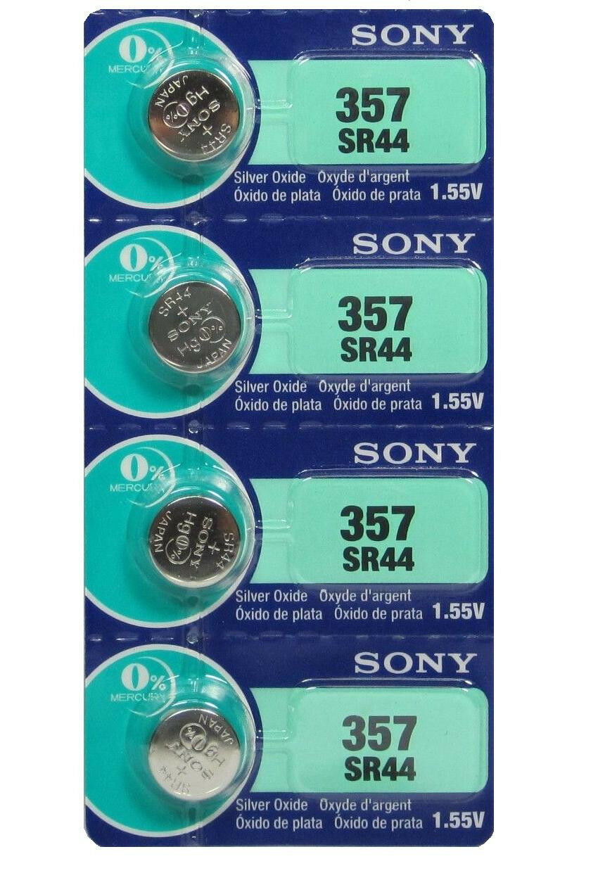 Sony 357 - Paquete de 4 pilas de botÃ³n AG13 -SR44W para reloj  oxido de plata 1.55v