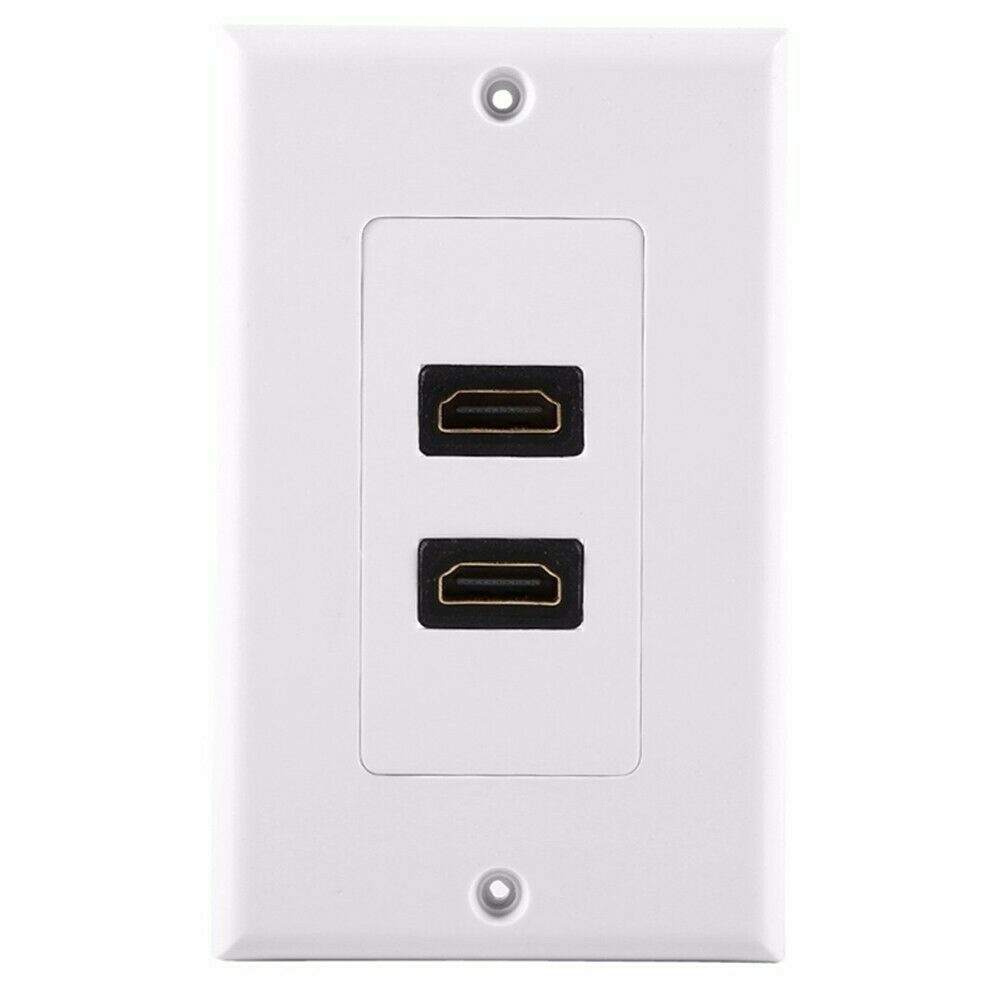 2-Port Dual HDMI Wall Plate 4K Audio Video Outlet Mount Socket Face Plate Cover