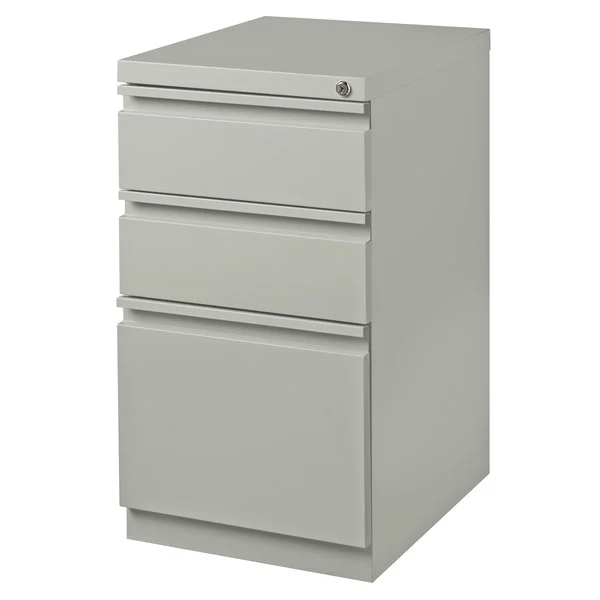Hirsh Industries 18576 Gray Mobile Pedestal Letter File Cabinet with 2 Box Drawers and 1 File Drawer - 15 x 19 7/8 x 27 3/4