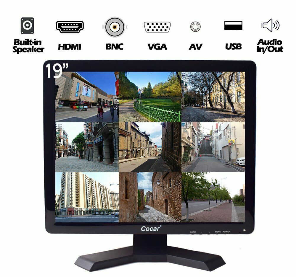 19 Inch CCTV Monitor Security VGA HDMI AV BNC 4:3 for STB PC Surveillance Camera.