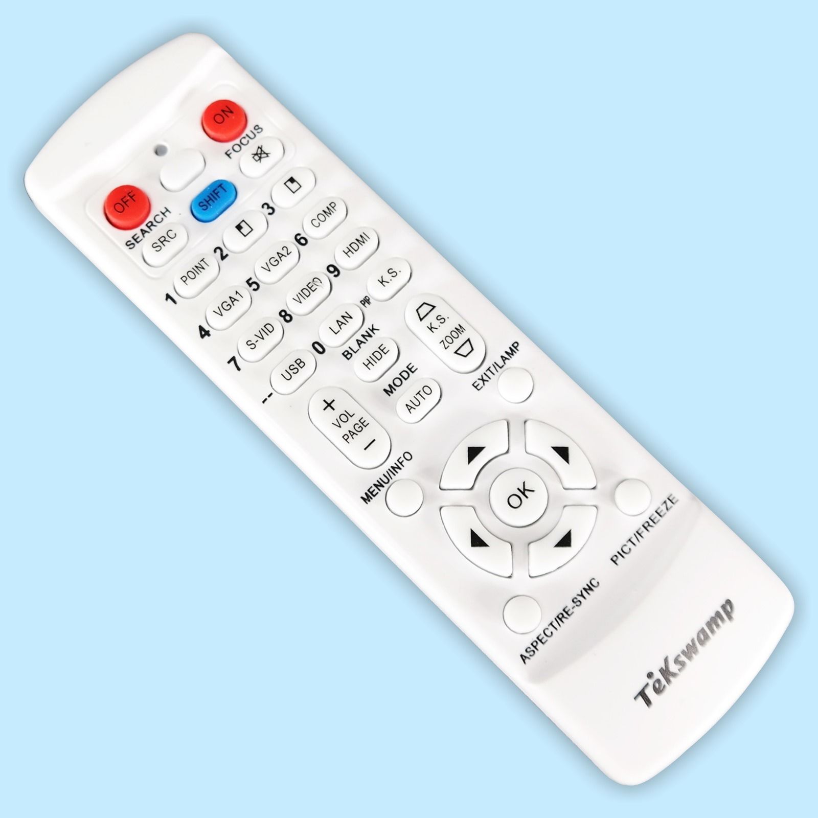 TeKswamp control remoto para  Vivitek D963HD Projector -blanco