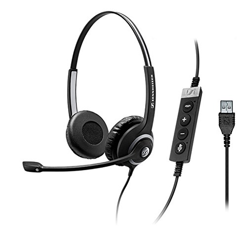 Sennheiser CIRCLE Series SC 260 USB MS II, Auriculares con cable de doble cara, Unidad de control de llamadas en línea USB, Certificado para Skype for Business
