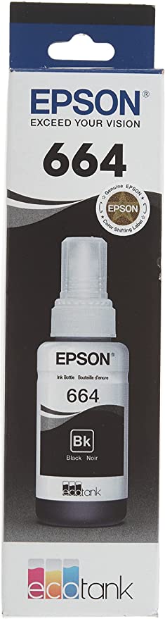 EPSON T664 EcoTank - Botella de tinta de alta capacidad, color negro (T664120-S)