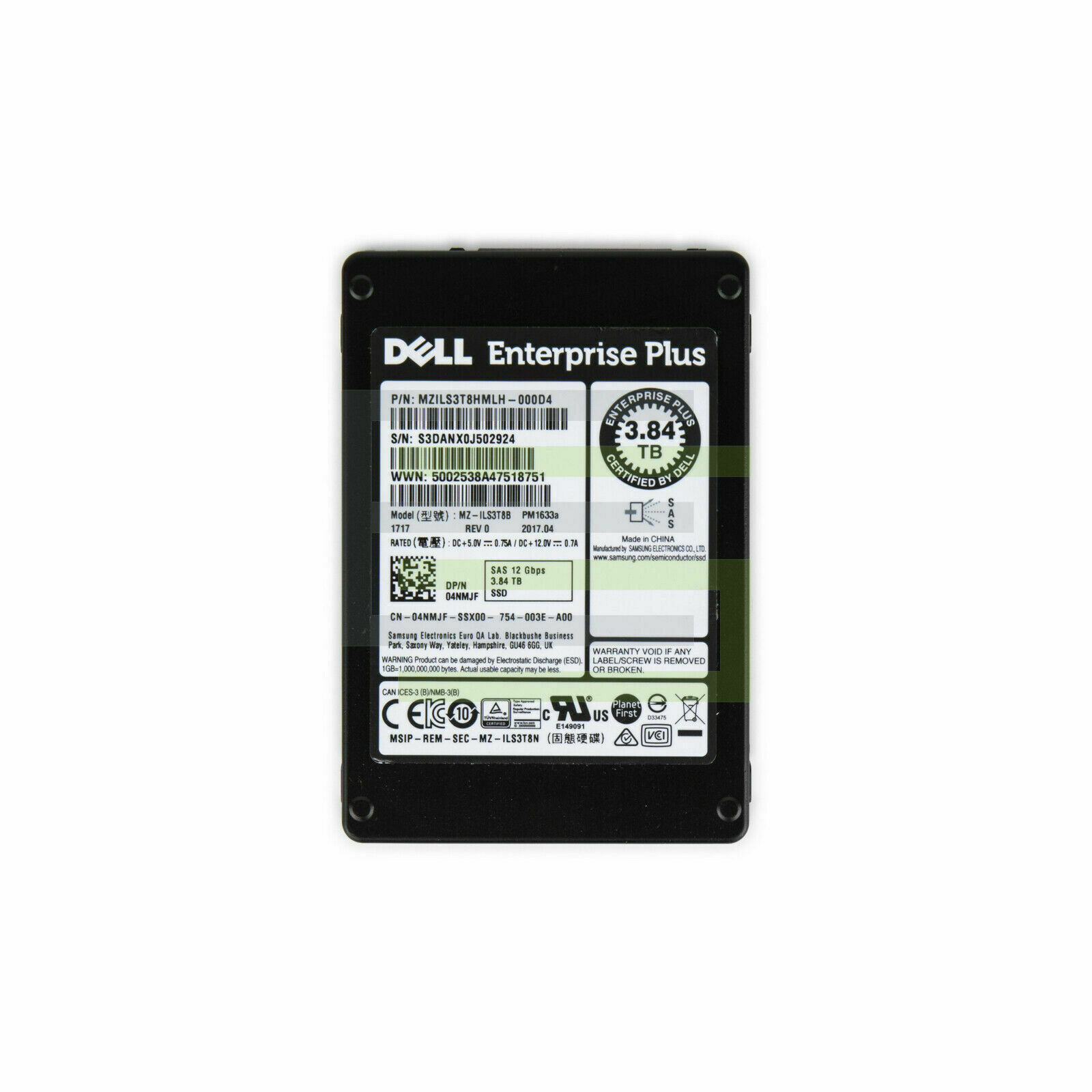 Unidad de estado sólido Dell Compellent 3.84TB SAS SSD 2.5  (reacondicionado)