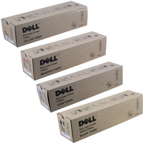 Dell K4971 toner Negro con K4972,K4973,K4974 kit de toners color (Cyan, Magenta y Amarillo).4,000. Yield para Dell 3100cn.