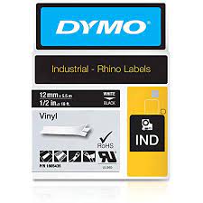 DYMO 1805435 - CINTA ADHESIVA DE VINILO (0.472 IN, 0.472 IN), COLOR NEGRO