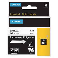 DYMO RHINO - CINTA ADHESIVA PERMANENTE DE POLIESTER, 1/4 PULGADAS