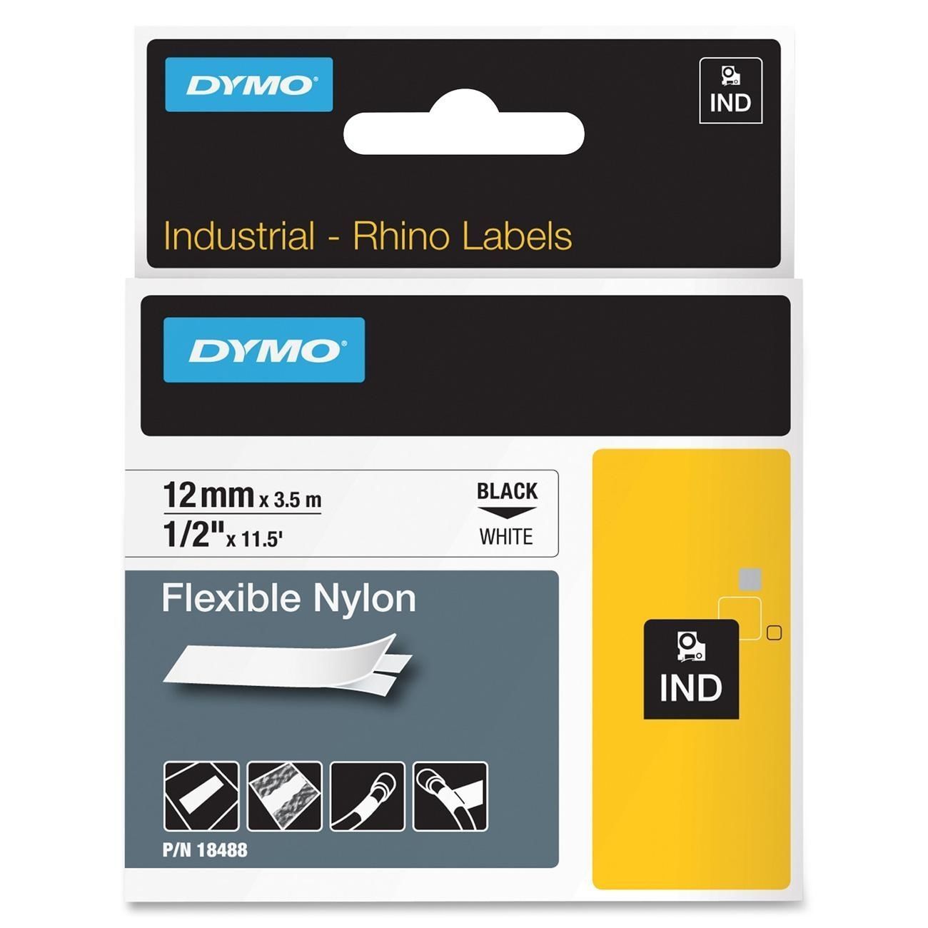 DYMO CINTA DE NYLON FLEXIBLE 1/2" x 11.5" - BLANCO