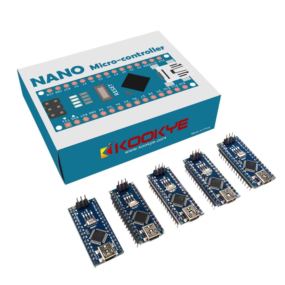 KOOKYE 5PCS Nano V3.0 ATMEGA328P Module CH340G 5V 16M Mini USB Micro-controller Board for Arduino(Nano5)