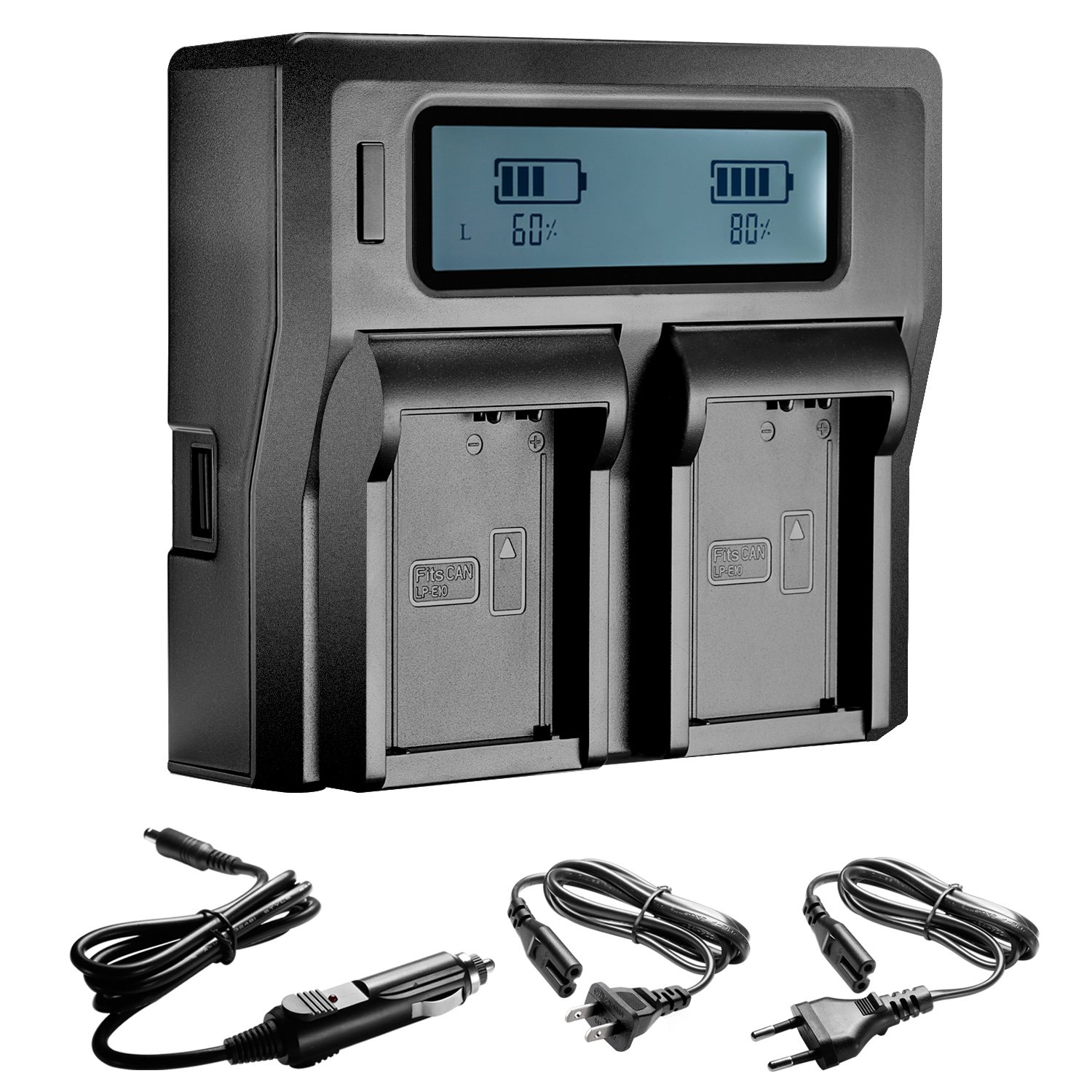 Neewer Dual LCD Cargador de batería para baterías Canon LP-E10