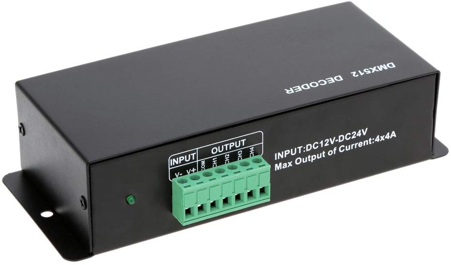 Lixada DC 12 V-24 V 3 canales DMX Decorder controlador LED para RGB 5050 3528 tira de luz LED