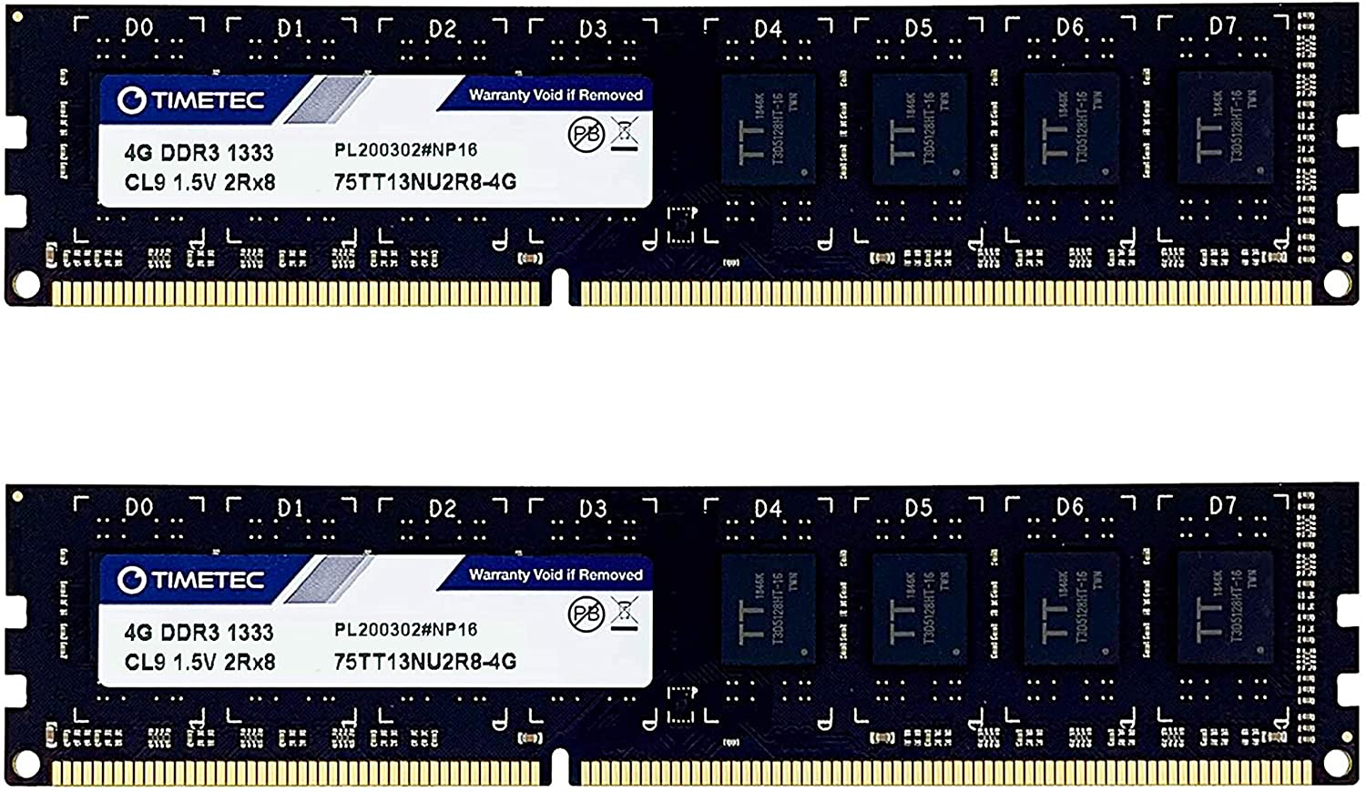 Timetec Hynix IC 8GB KIT(2x4GB) DDR3 1333 MHz PC3 - 10600 unbuffered Non-ECC 1.5 V CL9 2RX8 Dual Rank 240 pines UDIMM Desktop Memory RAM Memoria Upgrade.