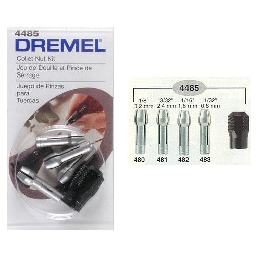 JUEGO DE TUERCA Y MANDRILES PARA CAMBIO RAPIDO DREMEL 4485.