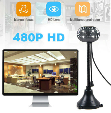 Cámara Web USB 2,0 HD Webcam con micrófono para PC ordenador portátil ordenador de escritorio Enfoque Ajustable manualmente
