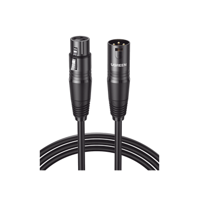 Cable para Micrófono XLR Tipo Canon Macho a Hembra / 10 Metros / Plug & Play / Antiinterferencias / Triple Blindaje / Alta Calidad / Color Negro
